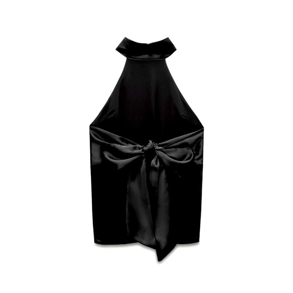 ZARA Satin Effect Tie Back Halter